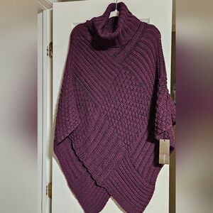 Modena New York Deep Purple Knit Poncho OS